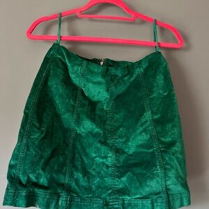 Free People green  velvet skirt
